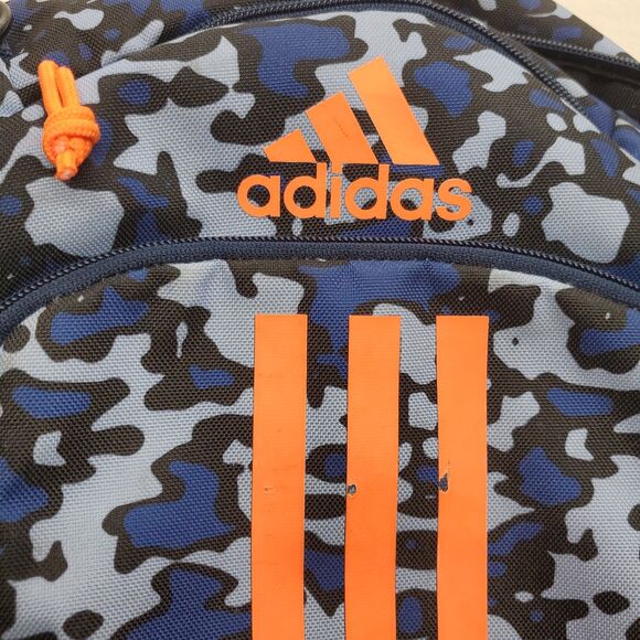 Adidas Blue & Orange Camo Backpack 18″ × 11.5″ × 6″ Street School Bag - Picture 4 of 6